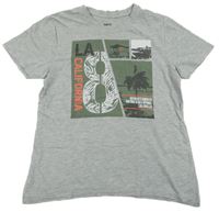 Šedé melírované tričko s palmou a číslem Pepperts