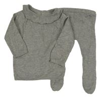 2set - Šedý melírovaný kašmírový svetr s volánkem + polodupky F&F