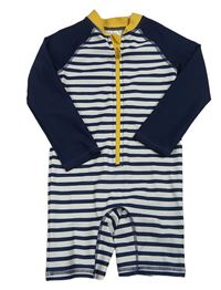 Tmavomodro-bílý pruhovaný UV overal H&M