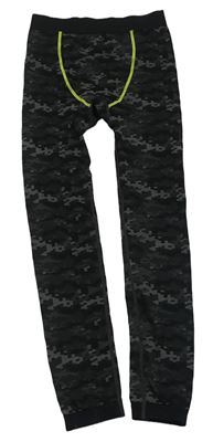 Černo-šedé army spodní funkční kalhoty Crivit