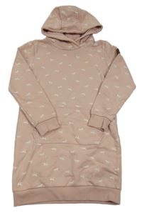 Světlerůžové teplákové šaty s koňmi a kapucí Yigga