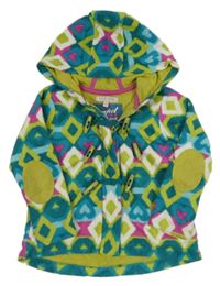 Zeleno-tyrkysovo-bílá vzorovaná fleecová podšitá mikina s kapucí M&S