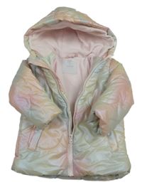 Duhová metalická šusťáková zimní bunda s kapucí Kiki&Koko