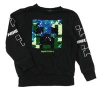 Černá mikina s obrázkem z flitrů - Minecraft