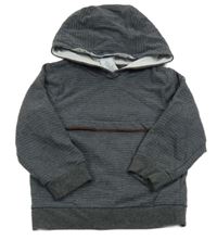 Tmavošedo-tmavomodrá pruhovaná mikina s kapucí 