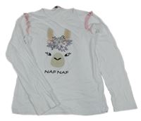 Bílé triko s lamou a volánky 