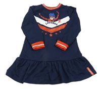 Tmavomodré teplákové šaty s pruhy - Kouzelná Beruška 