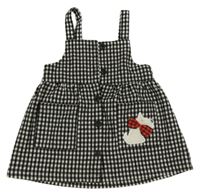 Černo-bílé kostkované vlněné šaty s pejskem Next 