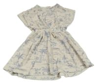 Smetanové froté šaty s palmami Zara