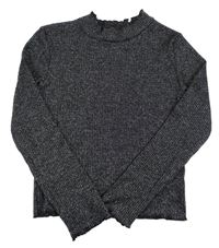 Černo-stříbrné pletené žebrované triko H&M