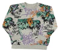 Šedá mikina s grafitty H&M