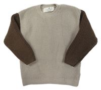 Světle-tmavohnědý vlněný svetr H&M