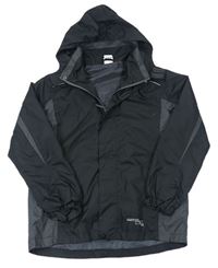 Černo-šedá šusťáková bunda s ukrývací kapucí Pocopiano
