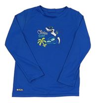 Modré UV triko se žralokem Decathlon 