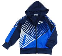 Tmavomodro-modro-bílá propínací sportovní mikina s kapucí Nike