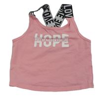 Růžový crop top s nápisy Shein 