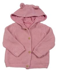 Růžový propínací podšitý svetr s kapucí M&S