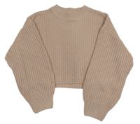 Nové - Světlerůžový pletený crop svetr New Look