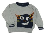 Šedo-tmavomodrý svetr s příšerkou zn. V by Very 