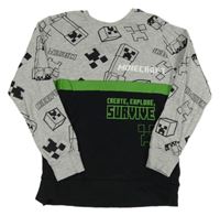 Šedo-černo-zelená mikina s nápisy - Minecraft 