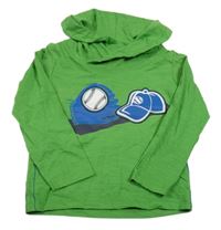 Zelené triko s potiskem a komínovým límcem Pusblu