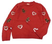 Červený svetr s vánočním motivem z flitrů Star