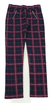 Tmavomodro-růžové kostkované tregíny Okaidi