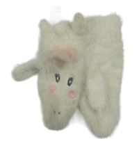 Smetanové chlupaté pletené palcové rukavice se zvířátkem Monsoon