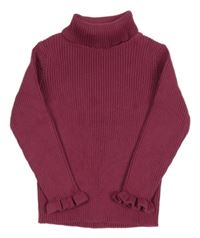 Růžový žebrovaný svetr s rolákem Matalan