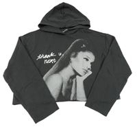 Tmavošedá crop mikina Ariana Grande s kapucí H&M