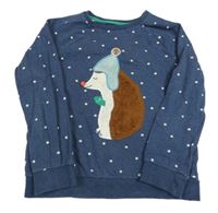 Tmavomodrá mikina s ježkem a puntíky Mini Boden