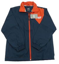 Nové - tmavomodro-červená šusťáková sportovní bunda s písmeny TSP