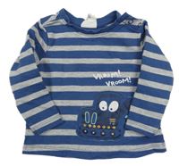 Šedo-tmavomodrá pruhovaná mikina s bagrem Pocopiano 