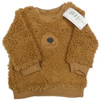 Nové - Béžová huňatá mikina s medvídkem M&S