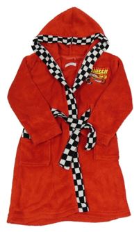 Červený chlupatý župan s Cars a kapucí Disney