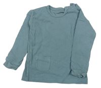 Modrošedé žebrované triko s kapsou George 