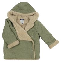 Světlekhaki prošívaná zateplená bunda s kapucí Kiabi 