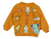 Oranžová mikina se zvířátky