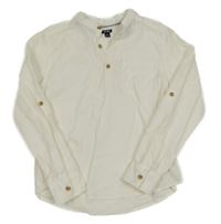 Bílá polo lněná košile Kiabi 