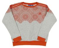 Šedo-červená mikina s květy Adidas