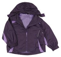Fialová šusťáková jarní bunda s kapucí Alive 
