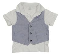 Bílé slavnostní polo tričko s našitou vestou 