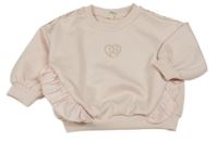 Světlerůžová oversize mikina s volánky s srdíčkem River Island