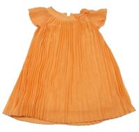 Oranžové plisované šifonové šaty s mašlí  C&A