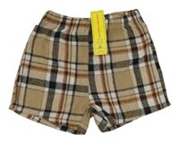 Nové - Béžovo-barevné kostkované kraťasy Shein