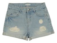 Světlemodré riflové kraťasy s prošoupáním Reserved 