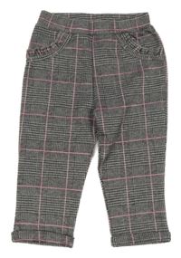 Černo-růžové kostkované tregíny s volánky Primark 
