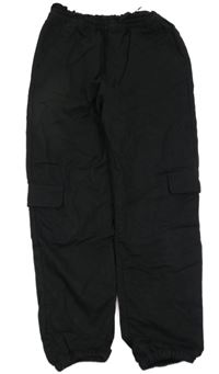 Tmavomodré plátěné cargo cuff kalhoty H&M