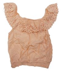Broskvový crop top s límcem H&M