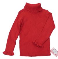 Nové - Červený žebrovaný svetr s rolákem Matalan